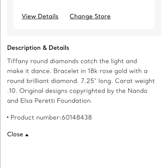 Tiffany & Co. Elsa Peretti Diamonds by the yard 18k Rose Gold Bracelet .10cw NWT - Picture 3 of 7